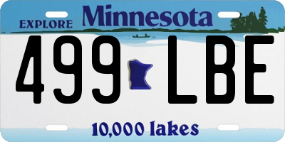 MN license plate 499LBE