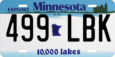 MN license plate 499LBK