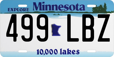 MN license plate 499LBZ