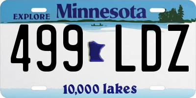 MN license plate 499LDZ