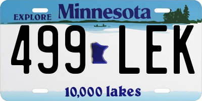 MN license plate 499LEK