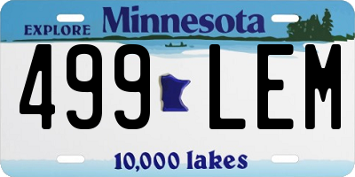 MN license plate 499LEM