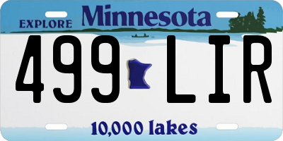 MN license plate 499LIR