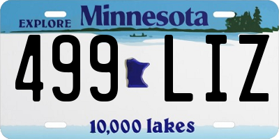 MN license plate 499LIZ