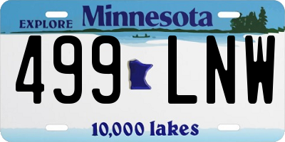 MN license plate 499LNW