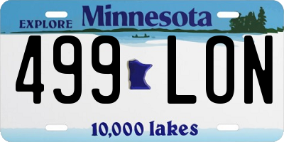 MN license plate 499LON