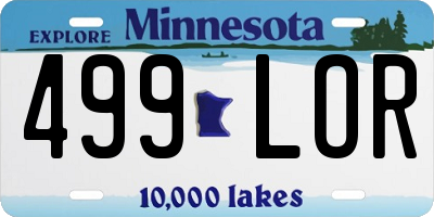 MN license plate 499LOR