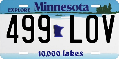 MN license plate 499LOV