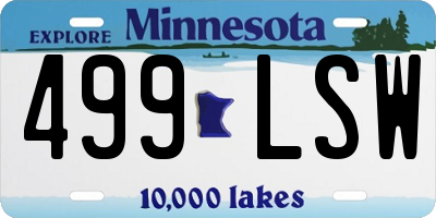 MN license plate 499LSW