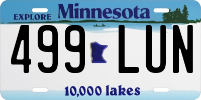 MN license plate 499LUN