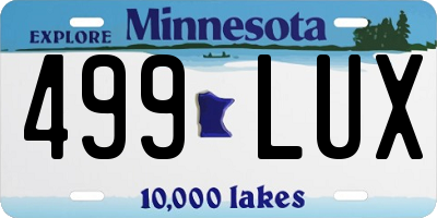 MN license plate 499LUX