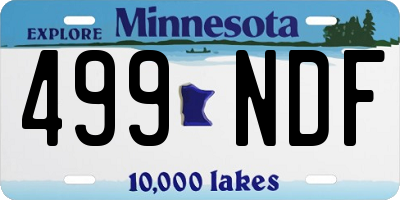 MN license plate 499NDF