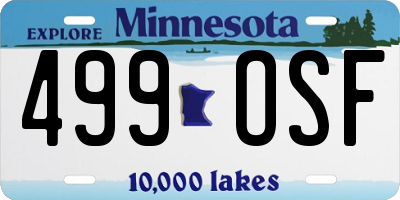 MN license plate 499OSF