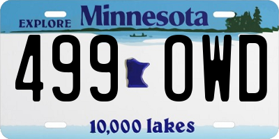 MN license plate 499OWD