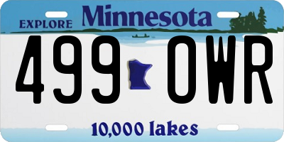 MN license plate 499OWR