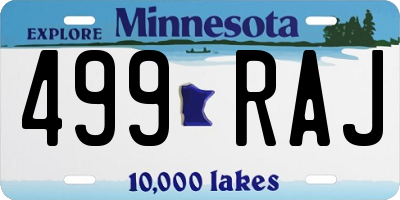 MN license plate 499RAJ