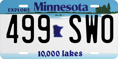 MN license plate 499SWO