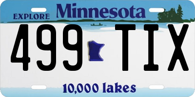 MN license plate 499TIX