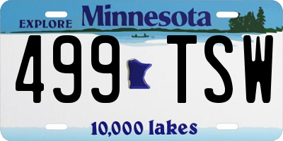 MN license plate 499TSW