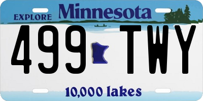 MN license plate 499TWY