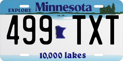 MN license plate 499TXT