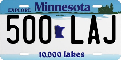 MN license plate 500LAJ