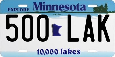 MN license plate 500LAK