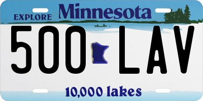 MN license plate 500LAV