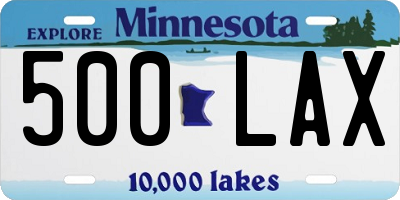 MN license plate 500LAX