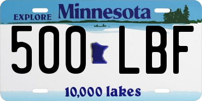 MN license plate 500LBF