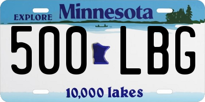 MN license plate 500LBG