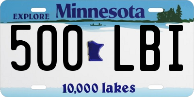MN license plate 500LBI
