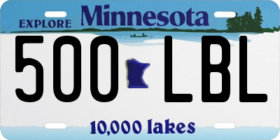 MN license plate 500LBL