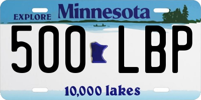 MN license plate 500LBP