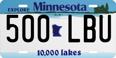 MN license plate 500LBU