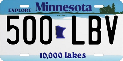 MN license plate 500LBV