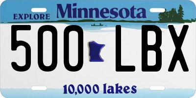 MN license plate 500LBX