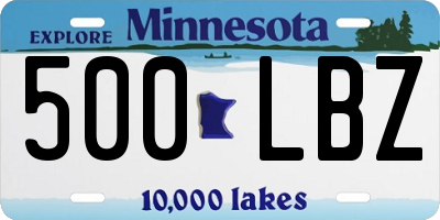 MN license plate 500LBZ