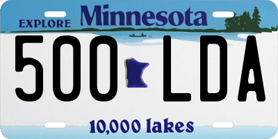 MN license plate 500LDA