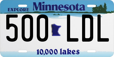 MN license plate 500LDL