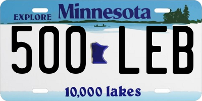 MN license plate 500LEB