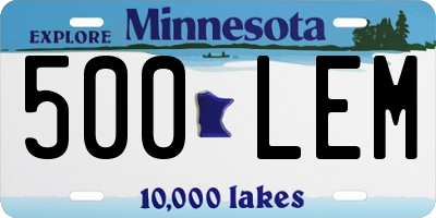 MN license plate 500LEM