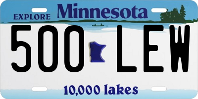 MN license plate 500LEW
