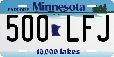 MN license plate 500LFJ