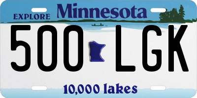 MN license plate 500LGK