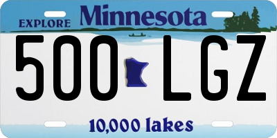 MN license plate 500LGZ