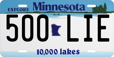 MN license plate 500LIE