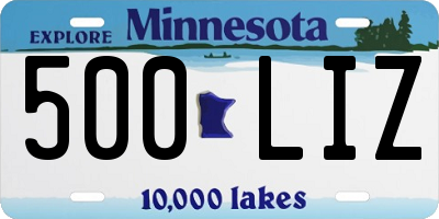 MN license plate 500LIZ