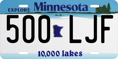 MN license plate 500LJF