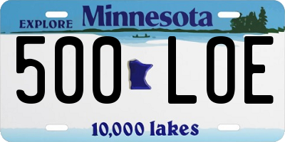 MN license plate 500LOE